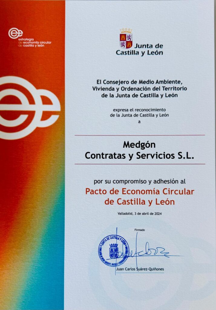 Medgón se adhiere al Pacto de Economía Circular impulsada por la Jcyl